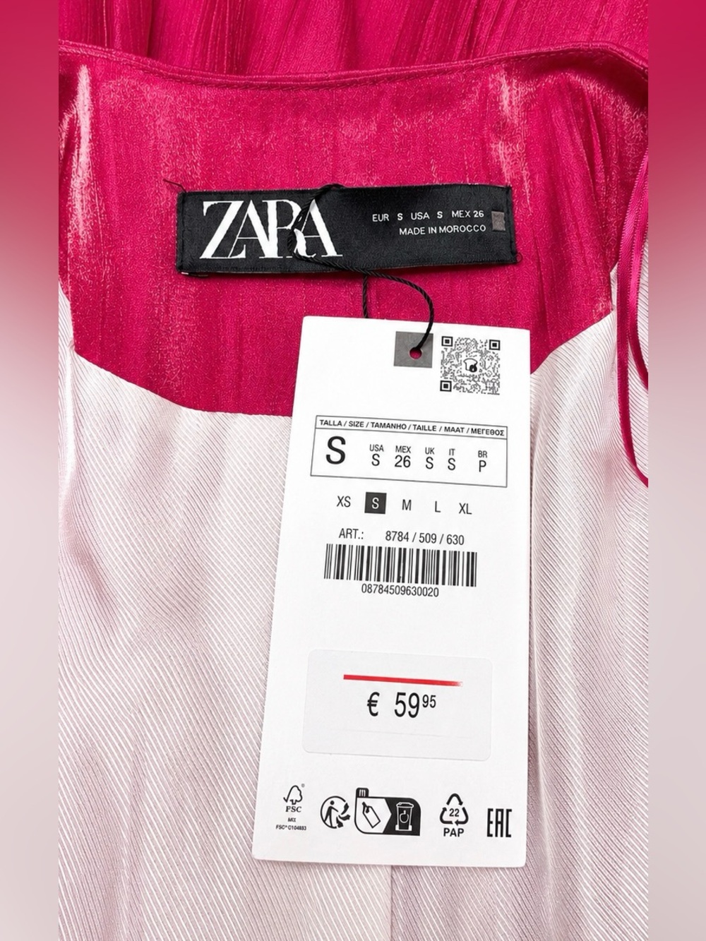 Zara Fuchsia Crinkle Effect Belted Blazer Size Small NWT - Picture 3 of 6